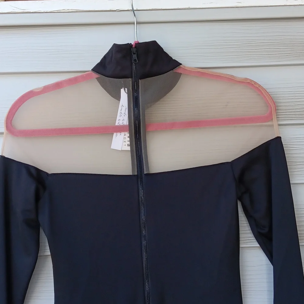 NWT $350 Alice & Olivia Zahra Sheer Turneck Mini Dress - Picture 6 of 8